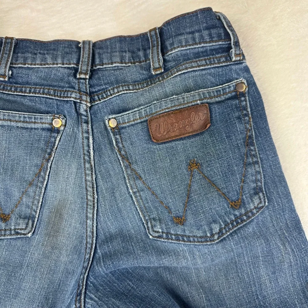 Wrangler Jeans Men Jackson Straight 28x30 Blue Denim Workwear Stained Distressed